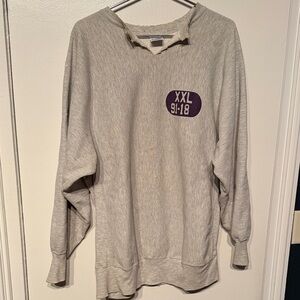 Champion Reverse-Weave XXL Gray Men Crewneck Sweatshirt w/ Purple Pill  2X